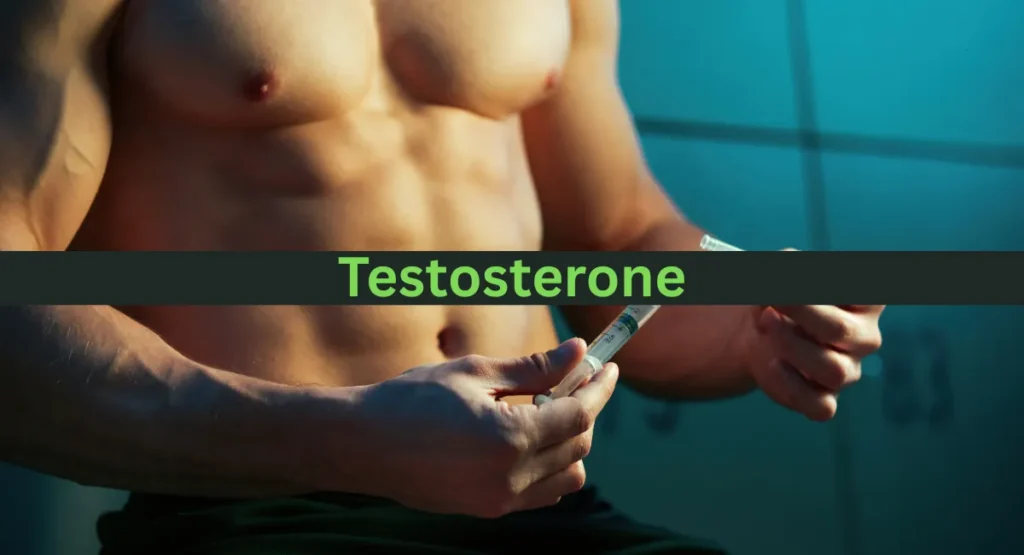 Muscular man preparing testosterone injection for hormone therapy